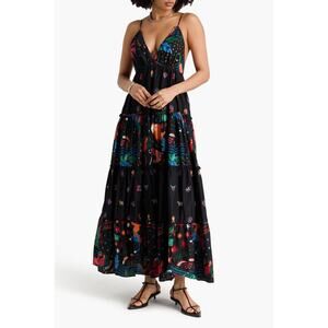 Farm Rio Zodiac Embroidered Maxi Dress Medium